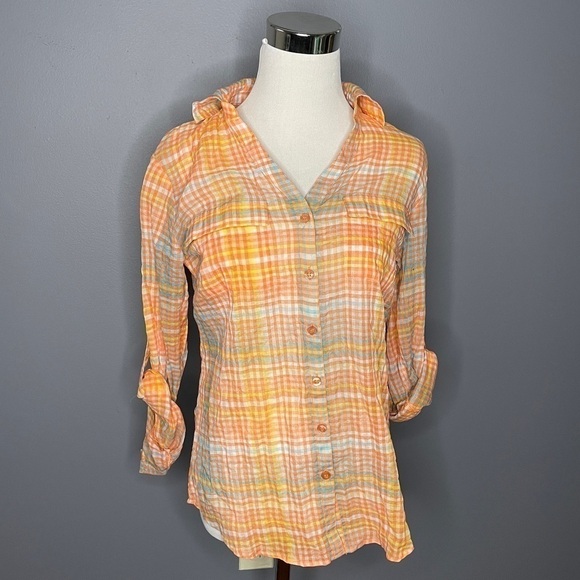 NWT SoHo New York & Company plaid button up blouse size XS - Picture 1 of 6